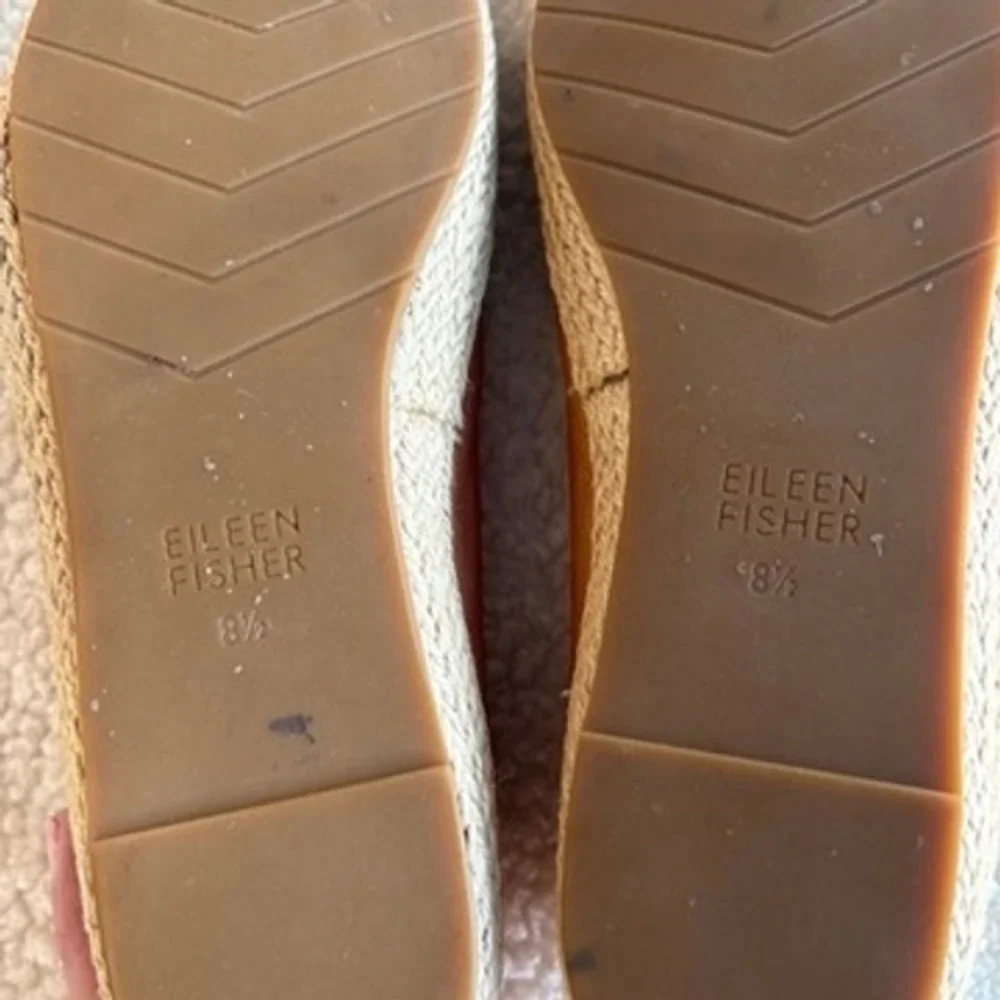 Eileen Fisher Tour Tan Leather Espadrille Flats Women's 8.5 Jute Slip On‎ Shoes